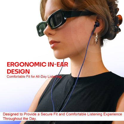 Wired Earphones with Mic | Soroo YO-A37 13mm Dynamic Driver AUX Earphones – Blue
