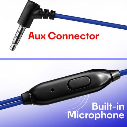 Wired Earphones with Mic | Soroo YO-A37 13mm Dynamic Driver AUX Earphones – Blue