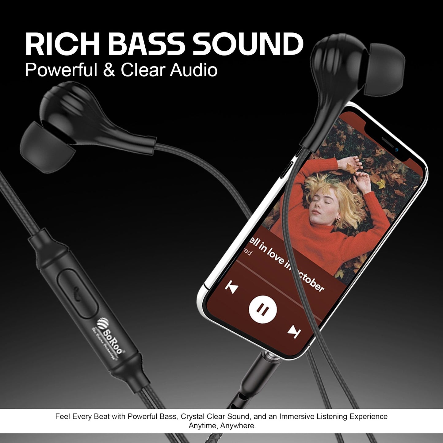 Wired Earphones with Mic | Soroo YO-A40 13mm Dynamic Driver AUX Earphones