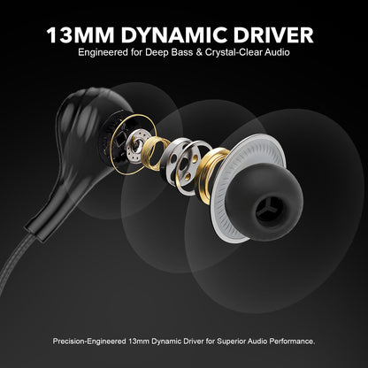 Wired Earphones with Mic | Soroo YO-A40 13mm Dynamic Driver AUX Earphones