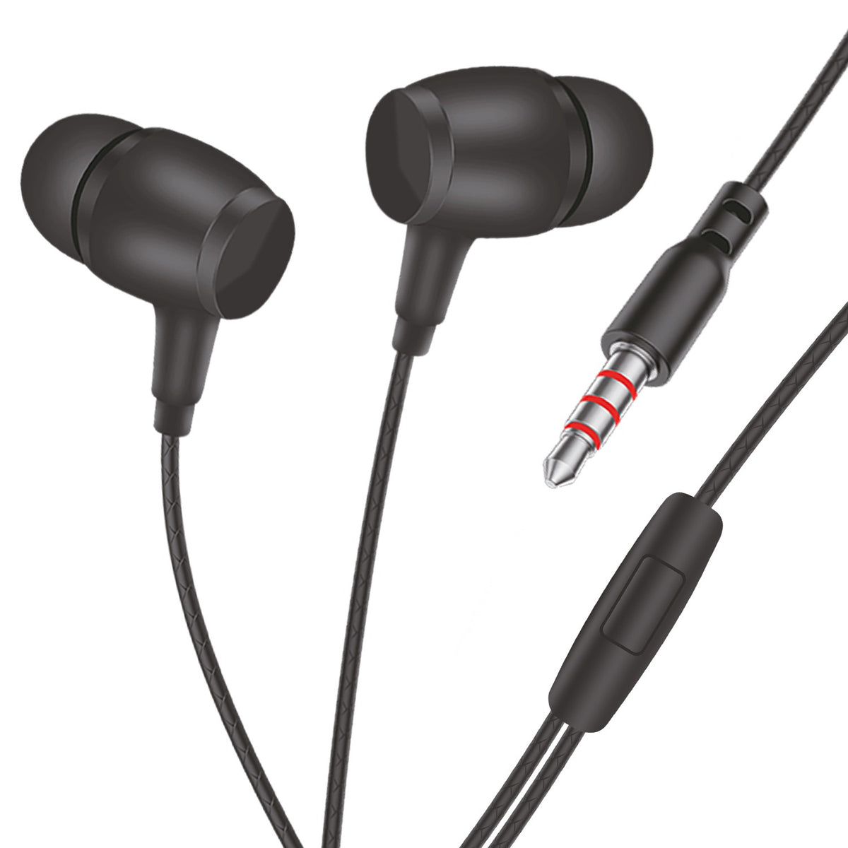 Wired Earphones with Mic | Soroo YO-A55 13mm Dynamic Driver AUX Earphones – Black