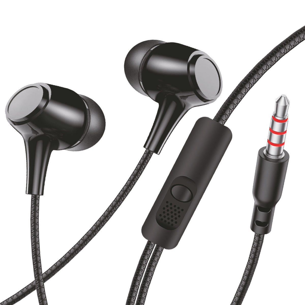 Wired Earphones with Mic | Soroo YO-A56 13mm Dynamic Driver AUX Earphones – Black