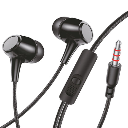 Wired Earphones with Mic | Soroo YO-A56 13mm Dynamic Driver AUX Earphones – Black