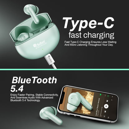 True Wireless Earbuds 42H Playtime ANC ANR Bluetooth 5.4 Type-C Fast Charging Soroo Buds 30