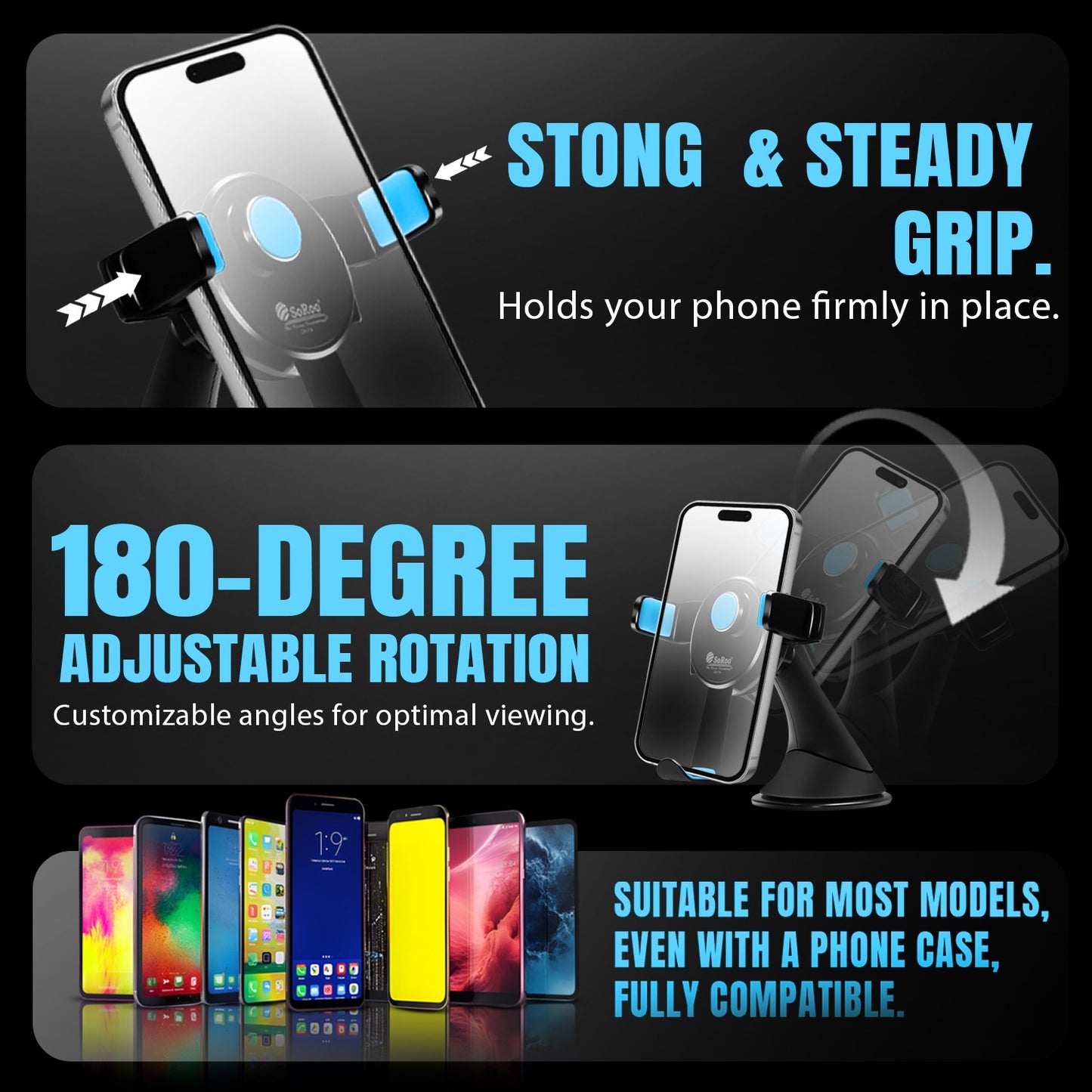 Car Mobile Holder 360° Touch Lock Strong Suction Soroo CH-14