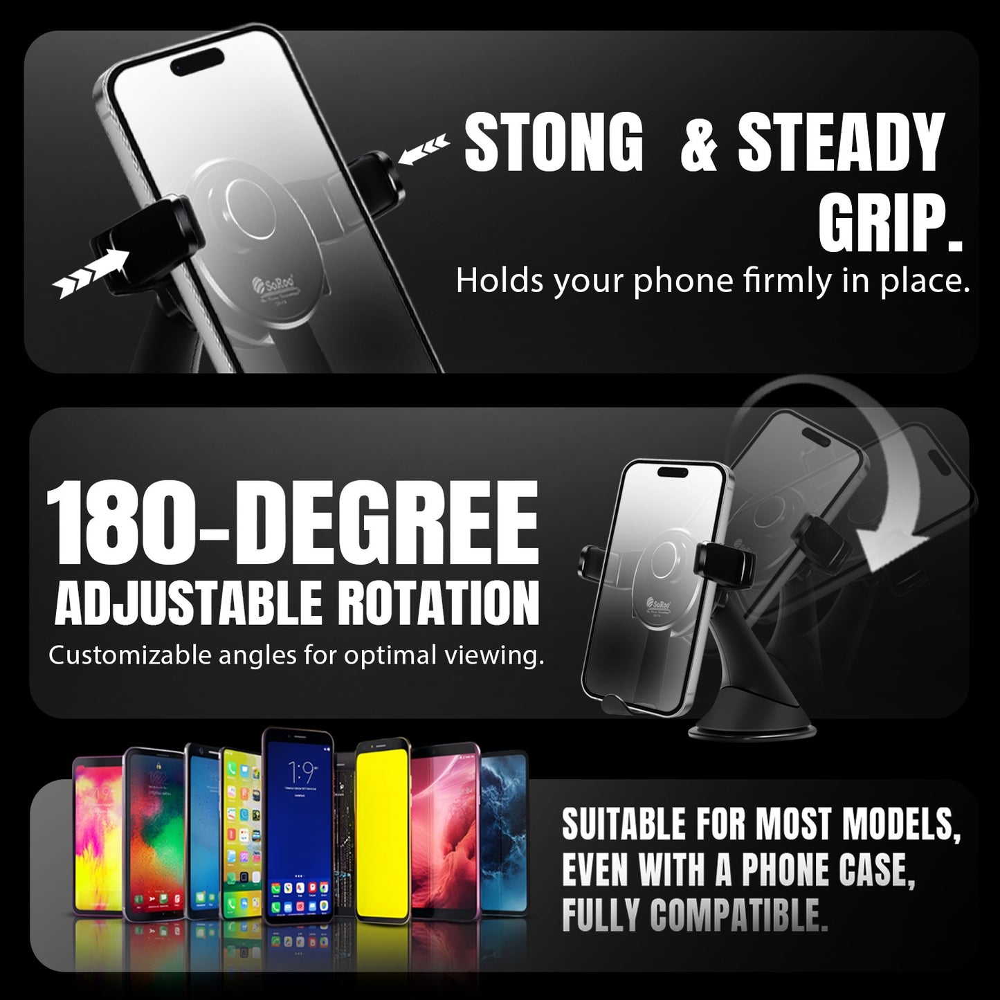 Car Mobile Holder 360° Touch Lock Strong Suction Soroo CH-14