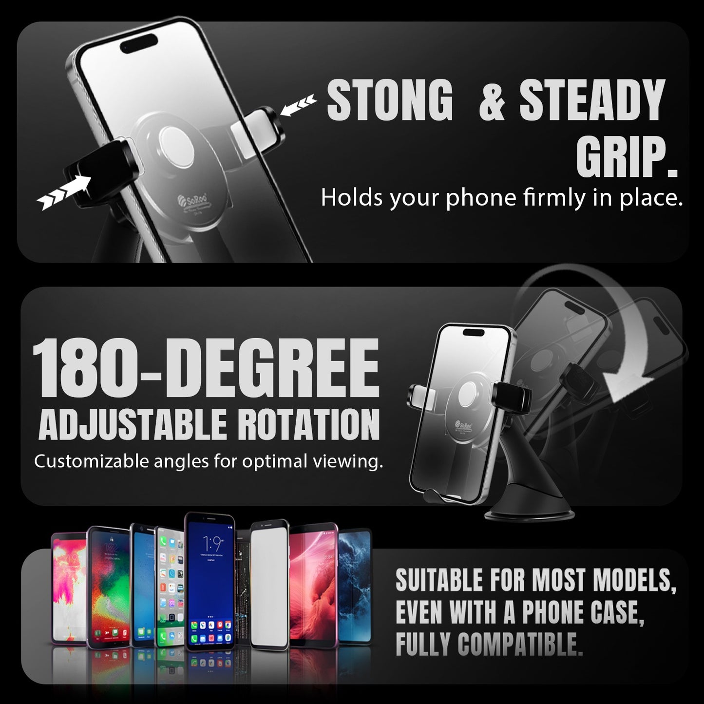 Car Mobile Holder 360° Touch Lock Strong Suction Soroo CH-14