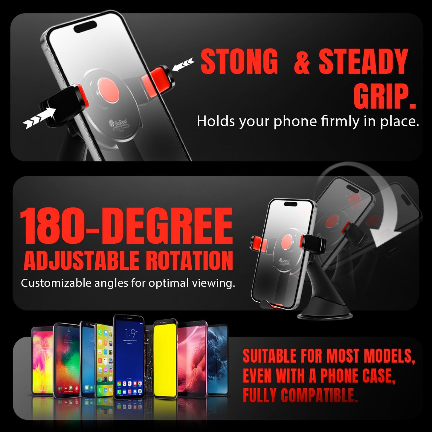Car Mobile Holder 360° Touch Lock Strong Suction Soroo CH-14