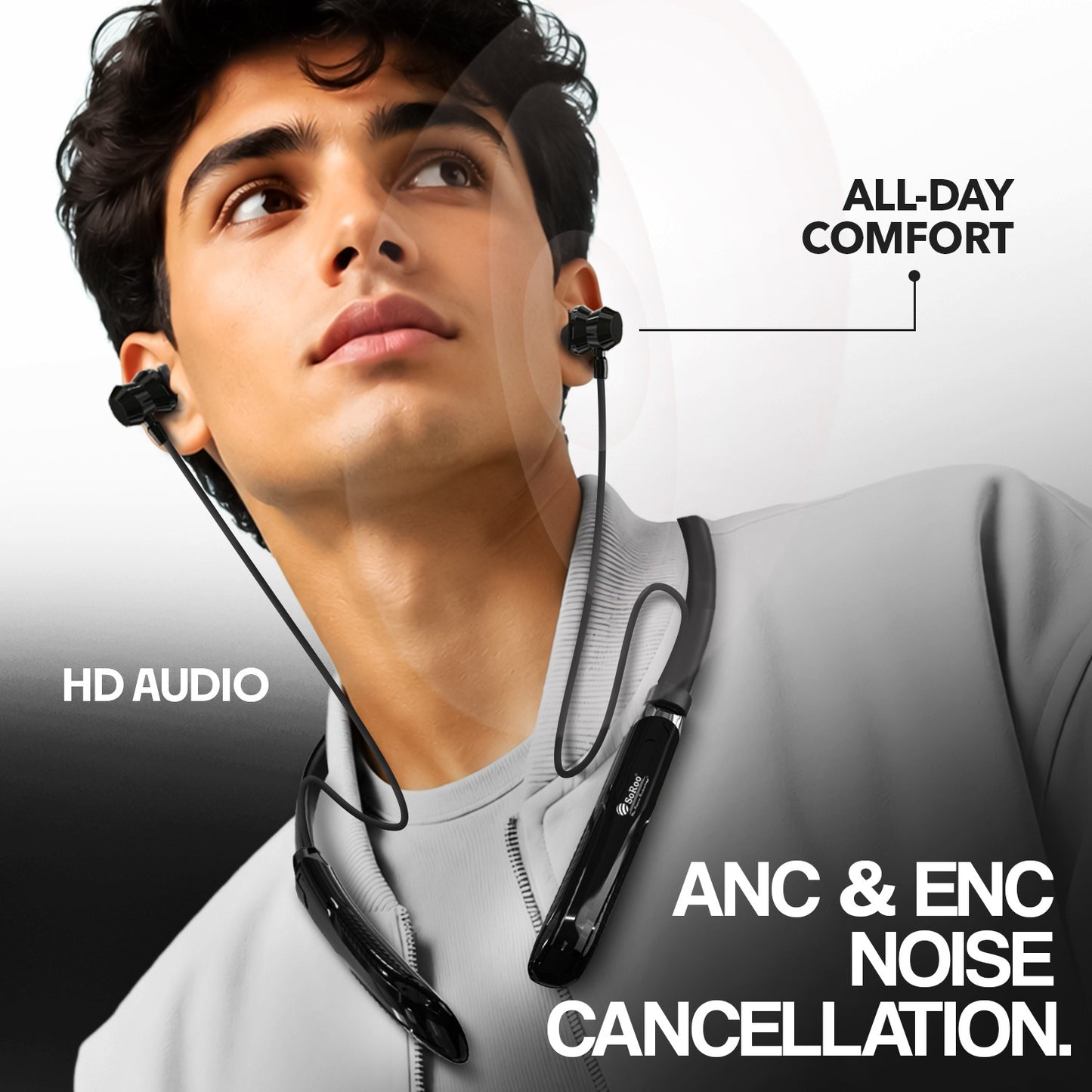 Wireless Neckband | 98 Hours Playtime, ANC ENC Noise Cancellation & BT 5.4 Soroo SR-IBAND-44
