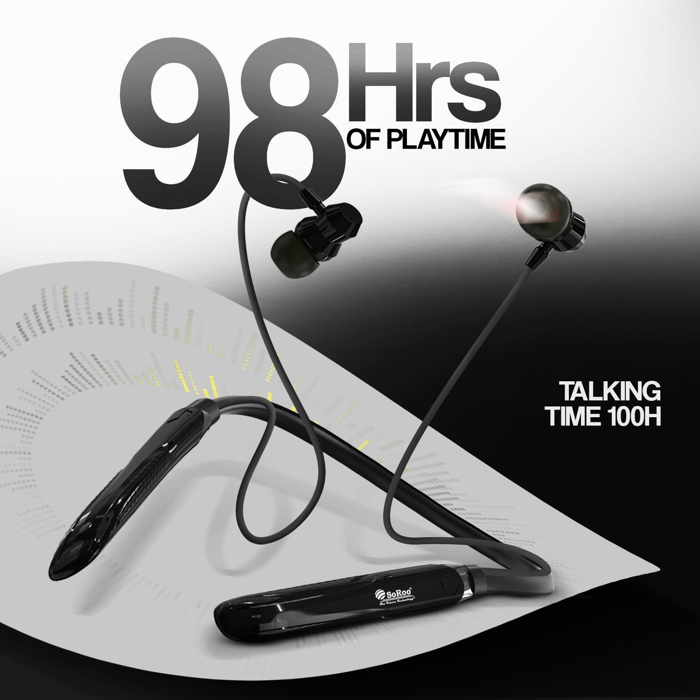 Wireless Neckband | 98 Hours Playtime, ANC ENC Noise Cancellation & BT 5.4 Soroo SR-IBAND-44