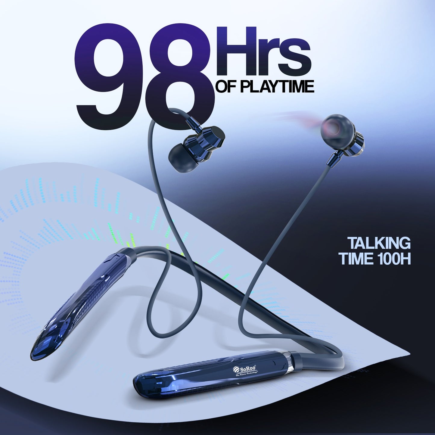 Wireless Neckband | 98 Hours Playtime, ANC ENC Noise Cancellation & BT 5.4 Soroo SR-IBAND-44