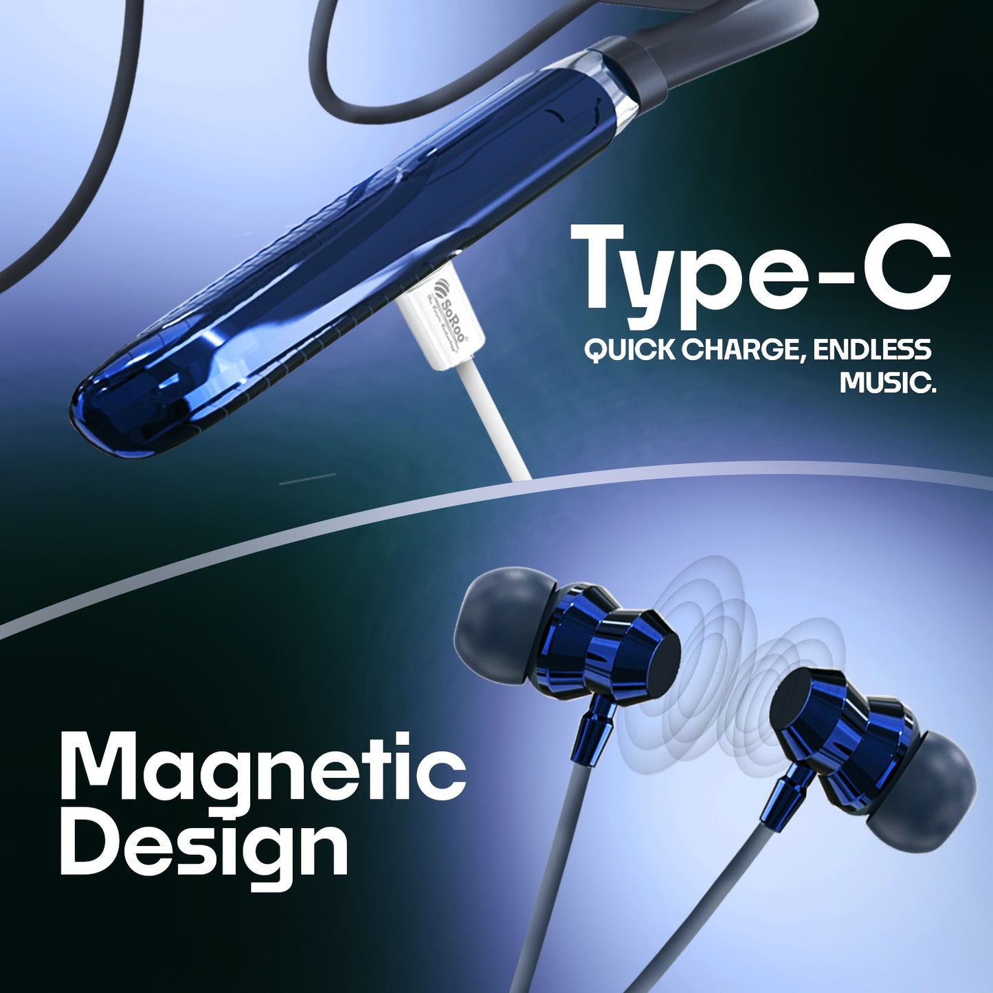Wireless Neckband | 98 Hours Playtime, ANC ENC Noise Cancellation & BT 5.4 Soroo SR-IBAND-44