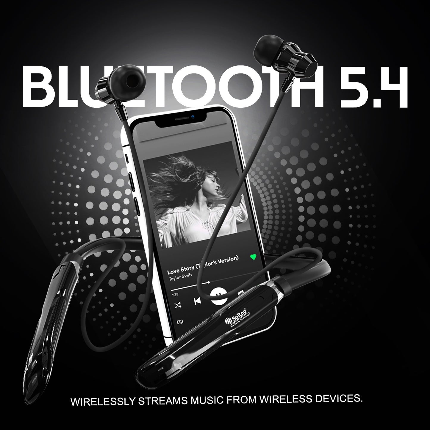 Wireless Neckband | 98 Hours Playtime, ANC ENC Noise Cancellation & BT 5.4 Soroo SR-IBAND-44