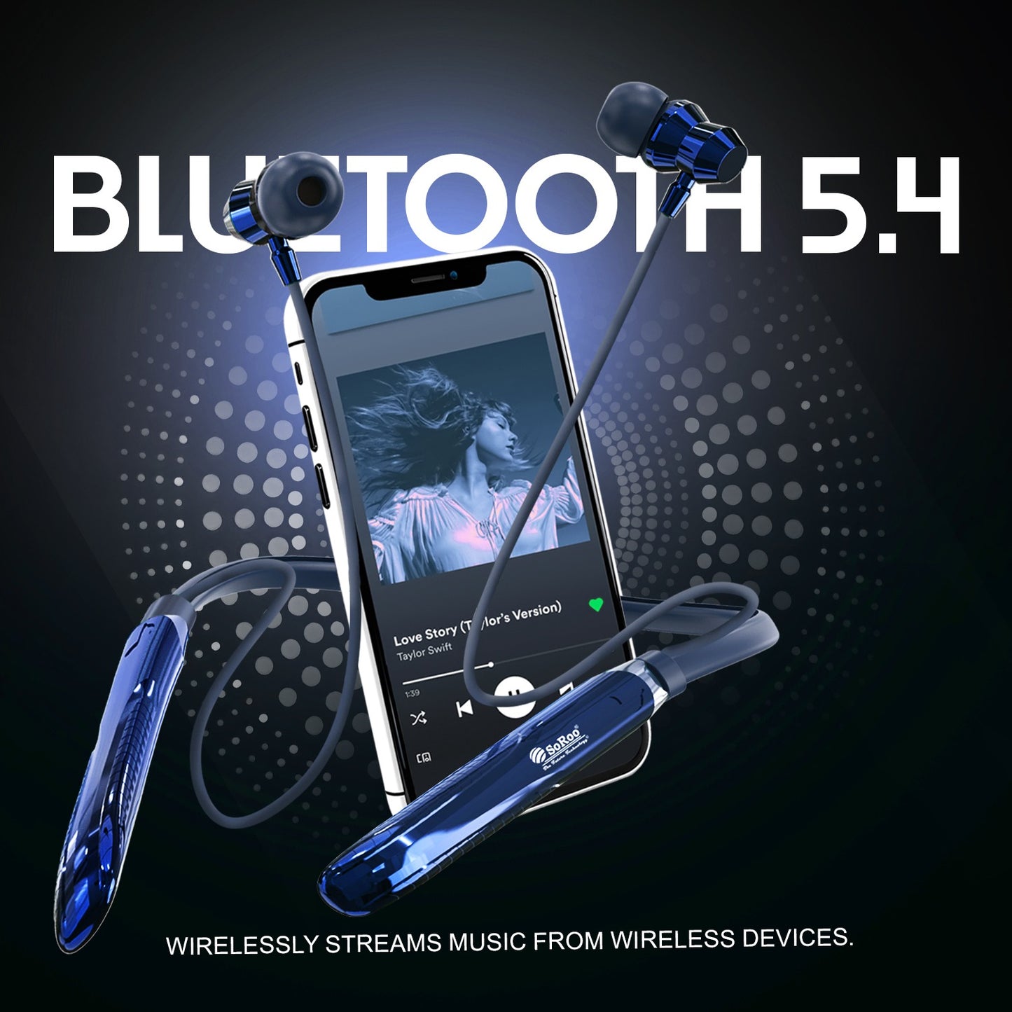 Wireless Neckband | 98 Hours Playtime, ANC ENC Noise Cancellation & BT 5.4 Soroo SR-IBAND-44