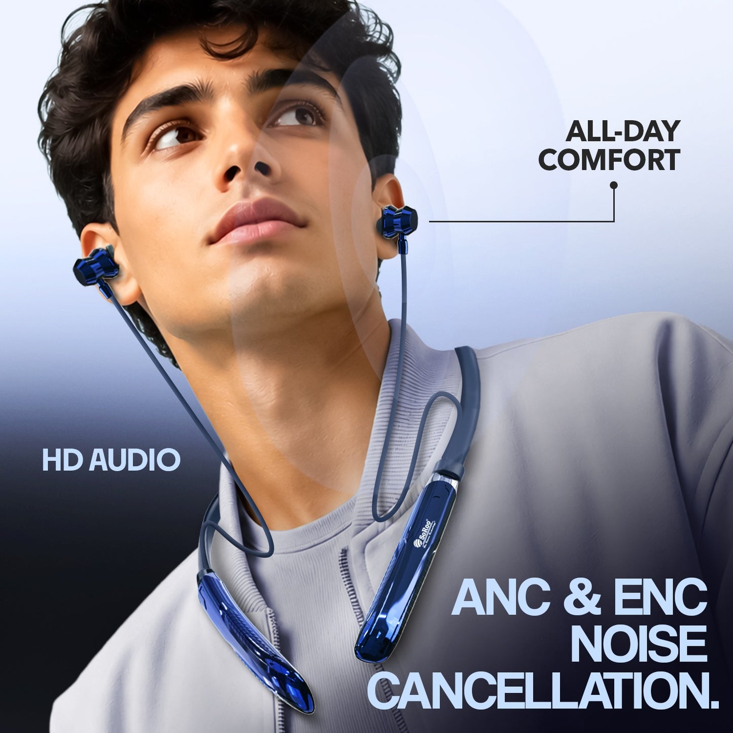 Wireless Neckband | 98 Hours Playtime, ANC ENC Noise Cancellation & BT 5.4 Soroo SR-IBAND-44