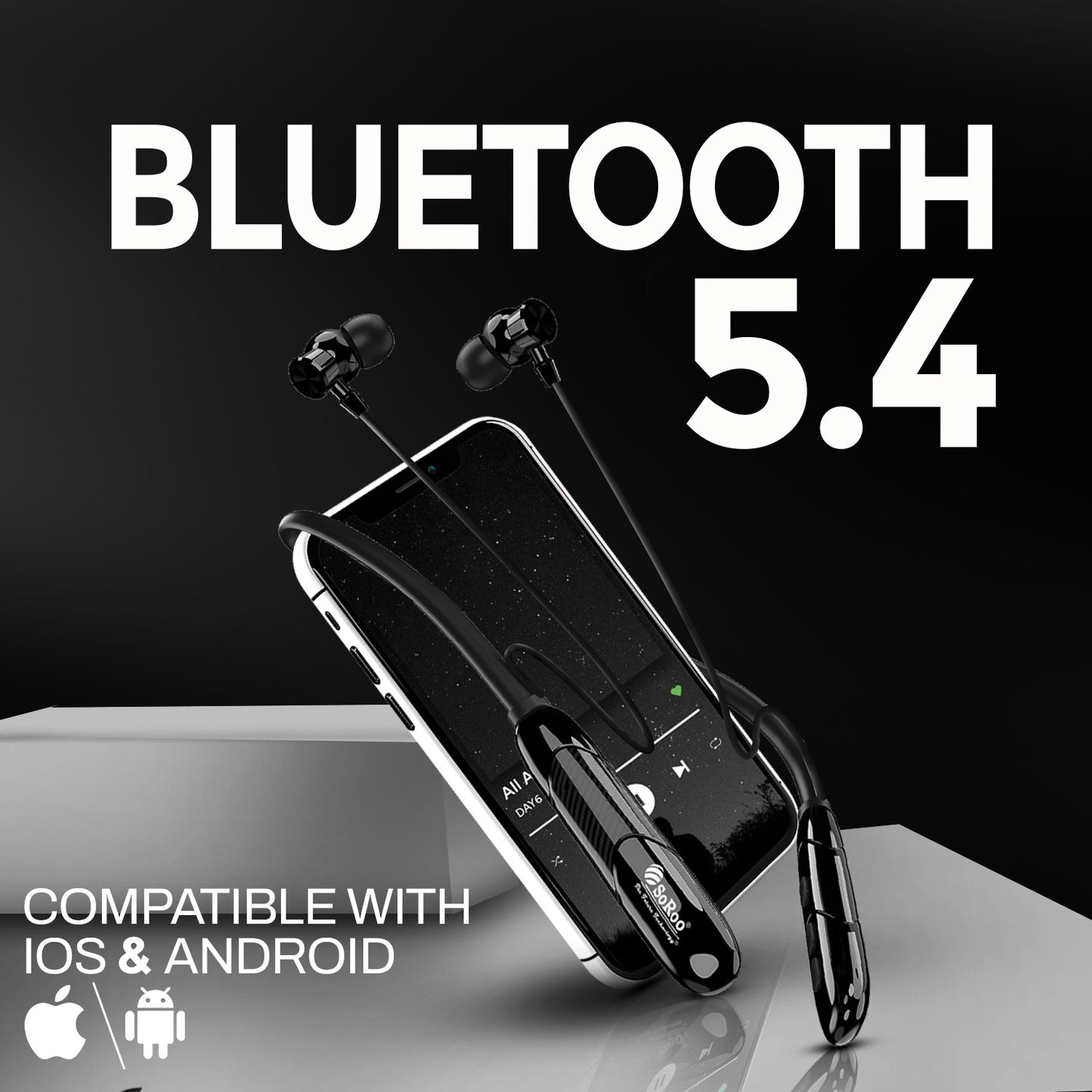 Neckband | 98H Playtime Bluetooth Neckband with Deep Bass & Magnetic Design – Soroo SR-INECK53