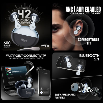TWS Bluetooth Earbuds | 42 Hours Playtime, ANC Noise Cancellation & BT 5.4 Soroo VIBE PODS