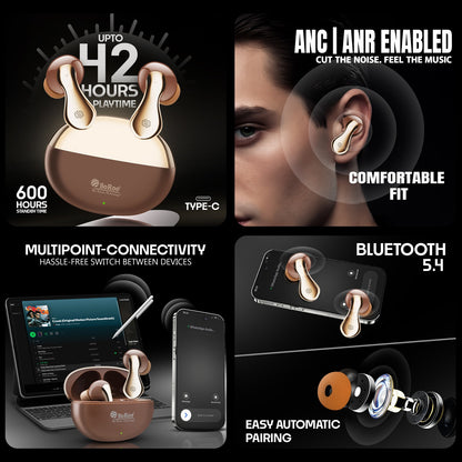 TWS Bluetooth Earbuds | 42 Hours Playtime, ANC Noise Cancellation & BT 5.4 Soroo VIBE PODS