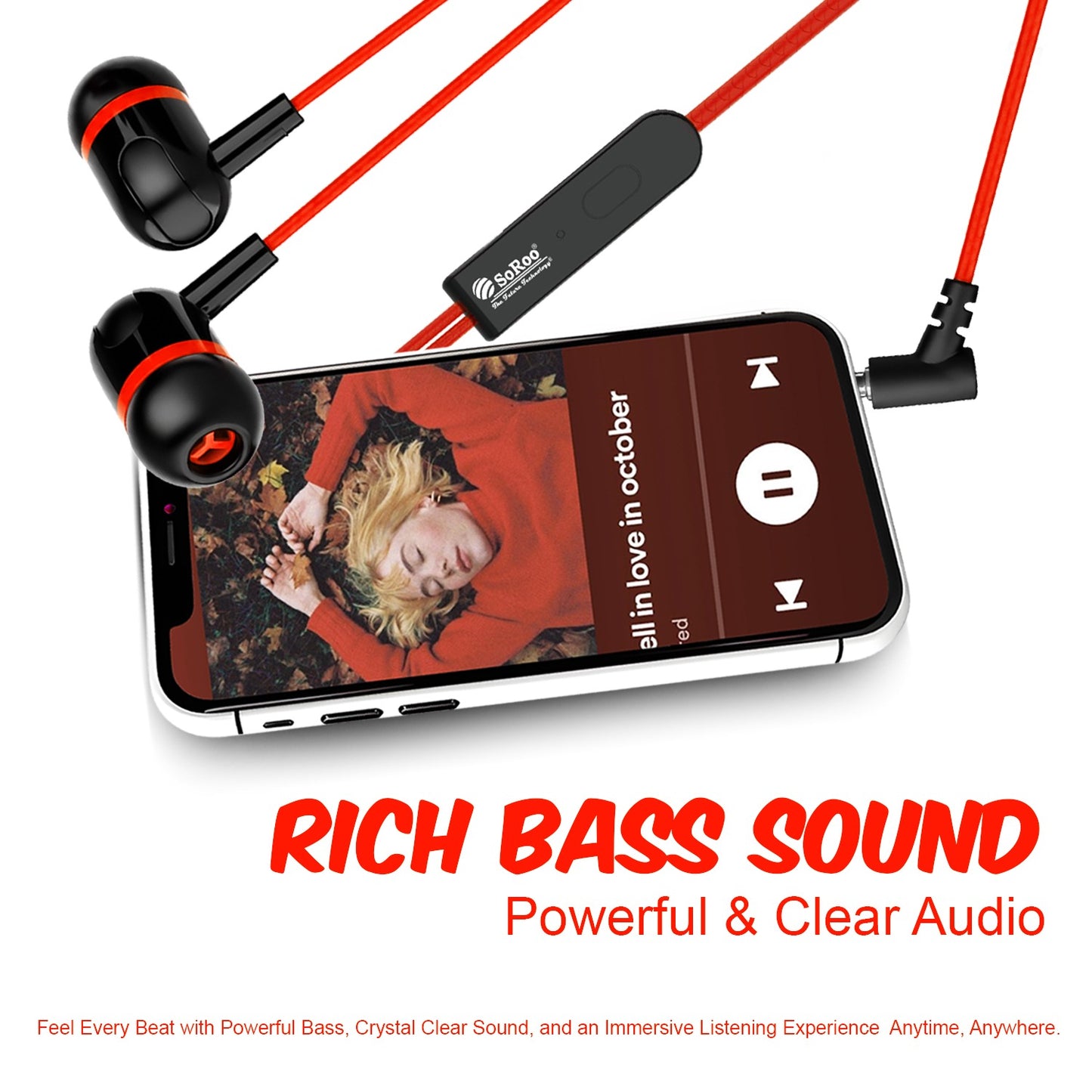 Wired Earphones with Mic | Soroo YO-A35 13mm Dynamic Driver AUX Earphones