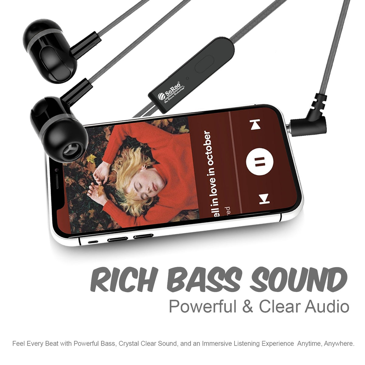 Wired Earphones with Mic | Soroo YO-A35 13mm Dynamic Driver AUX Earphones