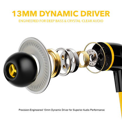 Wired Earphones with Mic | Soroo YO-A35 13mm Dynamic Driver AUX Earphones