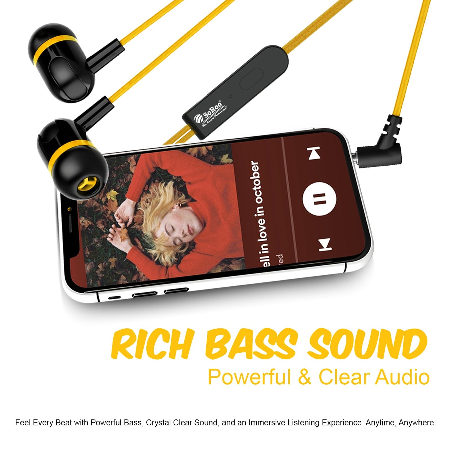 Wired Earphones with Mic | Soroo YO-A35 13mm Dynamic Driver AUX Earphones