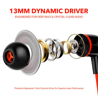 Wired Earphones with Mic | Soroo YO-A35 13mm Dynamic Driver AUX Earphones