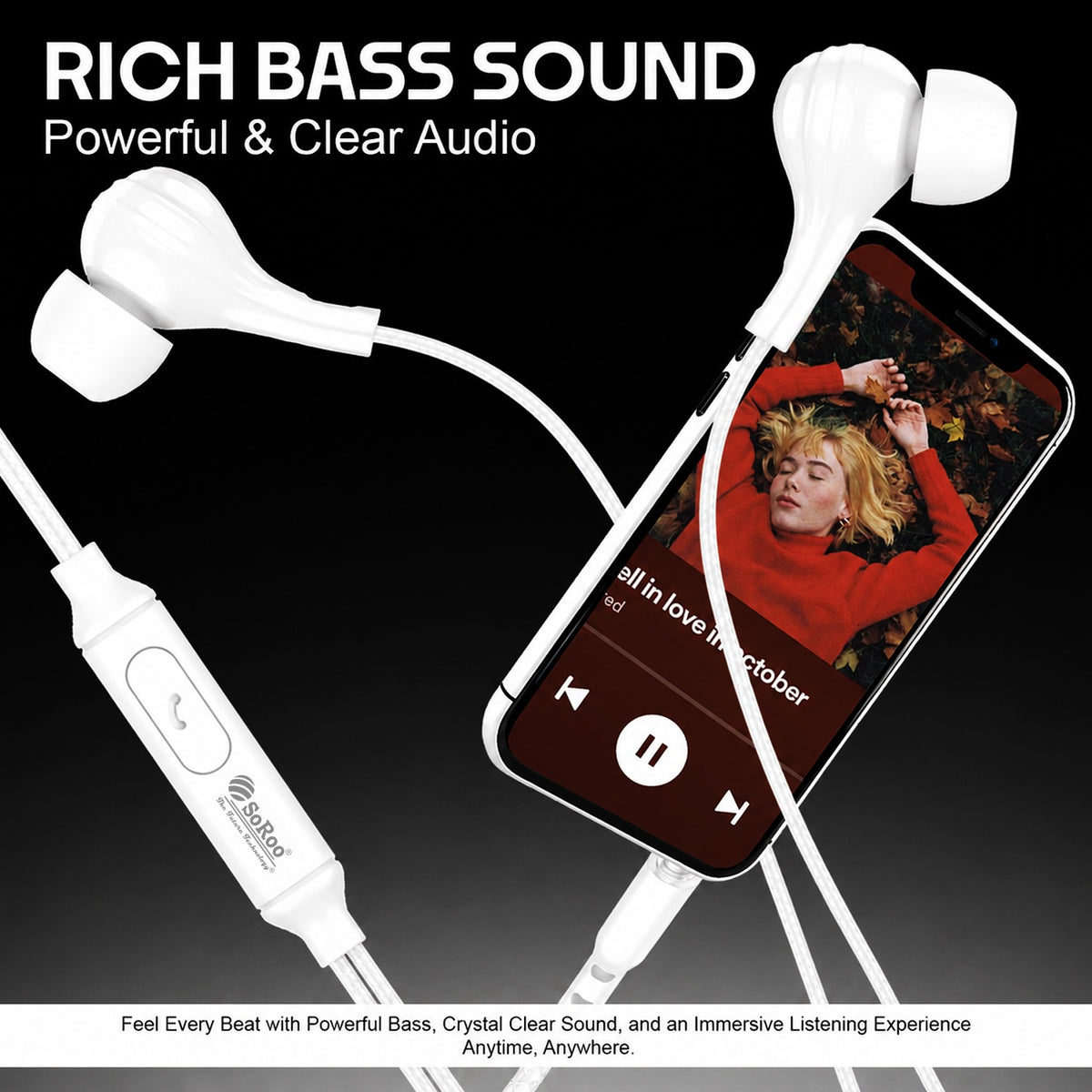 Wired Earphones with Mic | Soroo YO-A40 13mm Dynamic Driver AUX Earphones