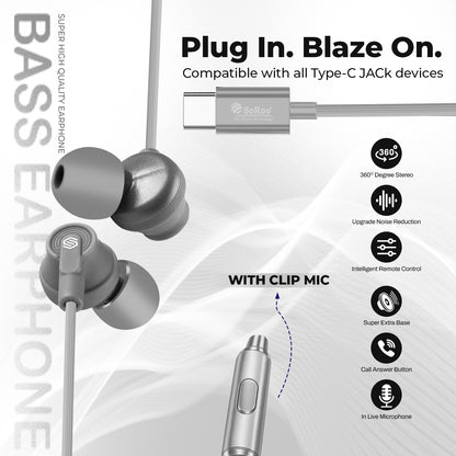Wired Earphone High Bass Type C Magnetic Mic Soroo I-Tune 1