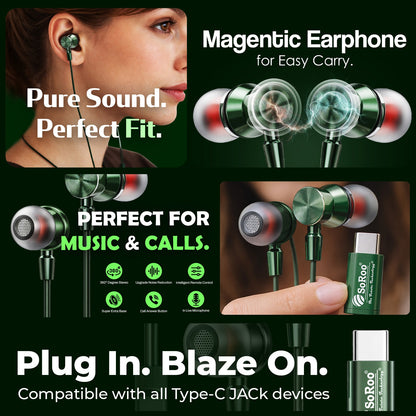Wired Earphone High Bass Type C Magnetic Mic Soroo i Tune 2