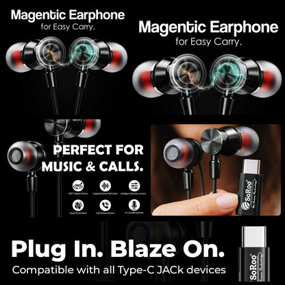 Wired Earphone High Bass Type C Magnetic Mic Soroo i Tune 2