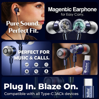 Wired Earphone High Bass Type C Magnetic Mic Soroo i Tune 2