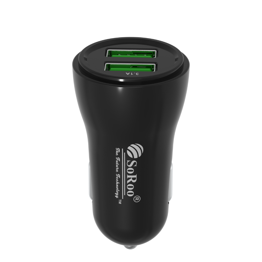 Soroo Car Charger 18W Output (Black, With USB Cable) Series-1