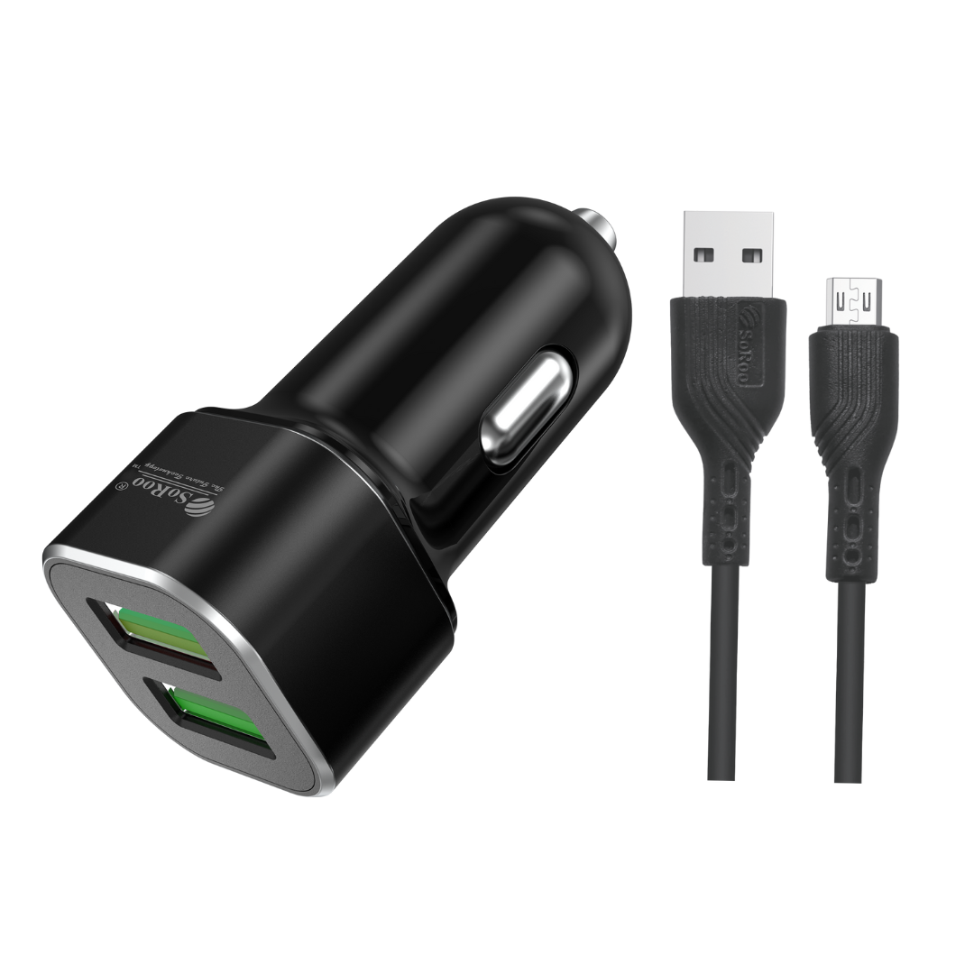 Soroo Car Charger 18W Output (Black, With USB Cable) Series-2