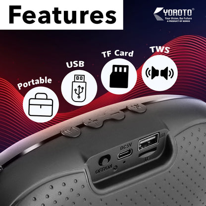 YOROTO Wireless Speaker With Thunder Sound and High Bass Bluetooth Speaker 20 W Bluetooth Speaker (Green, Stereo Channel)