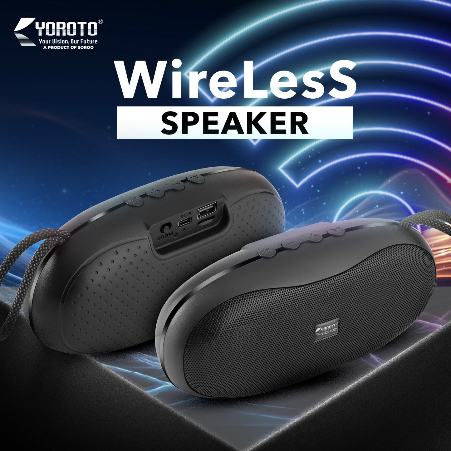 YOROTO Wireless Speaker With Thunder Sound and High Bass Bluetooth Speaker 20 W Bluetooth Speaker (Green, Stereo Channel)