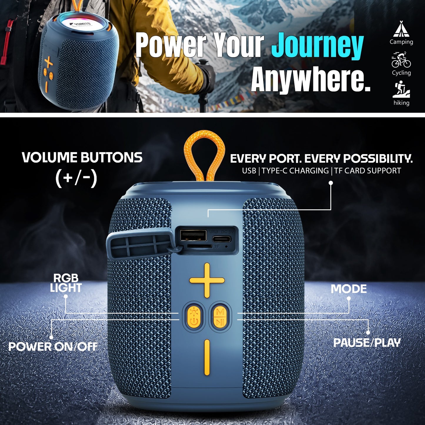 Wireless Speaker | 15W Bluetooth Speaker with RGB Lights, TWS & 6H Playtime – YOROTO YO-373-BT