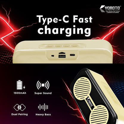 Wireless Bluetooth Speaker 15W with Retro Design & Memory Card Support – Multicolor Cluxe YO-440 BTL