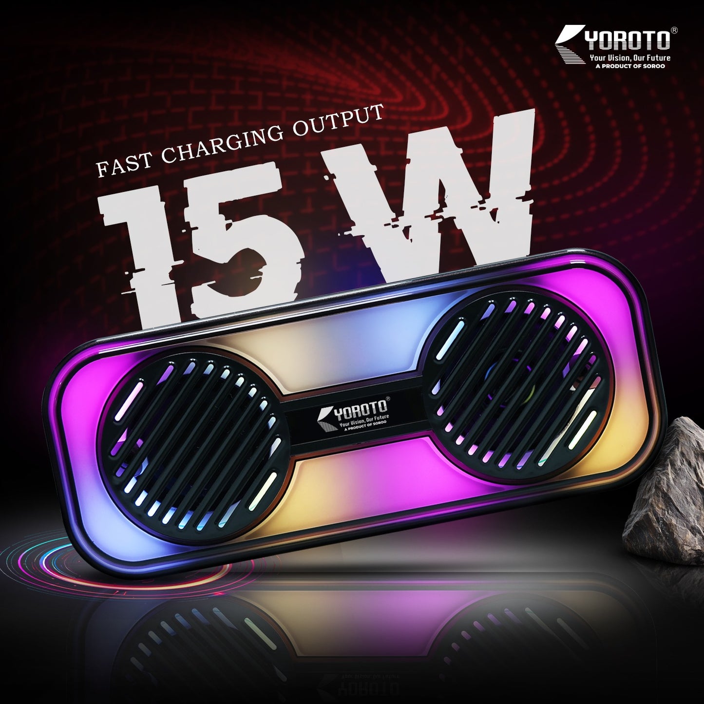 Wireless Bluetooth Speaker 15W with Retro Design & Memory Card Support – Multicolor Cluxe YO-440 BTL