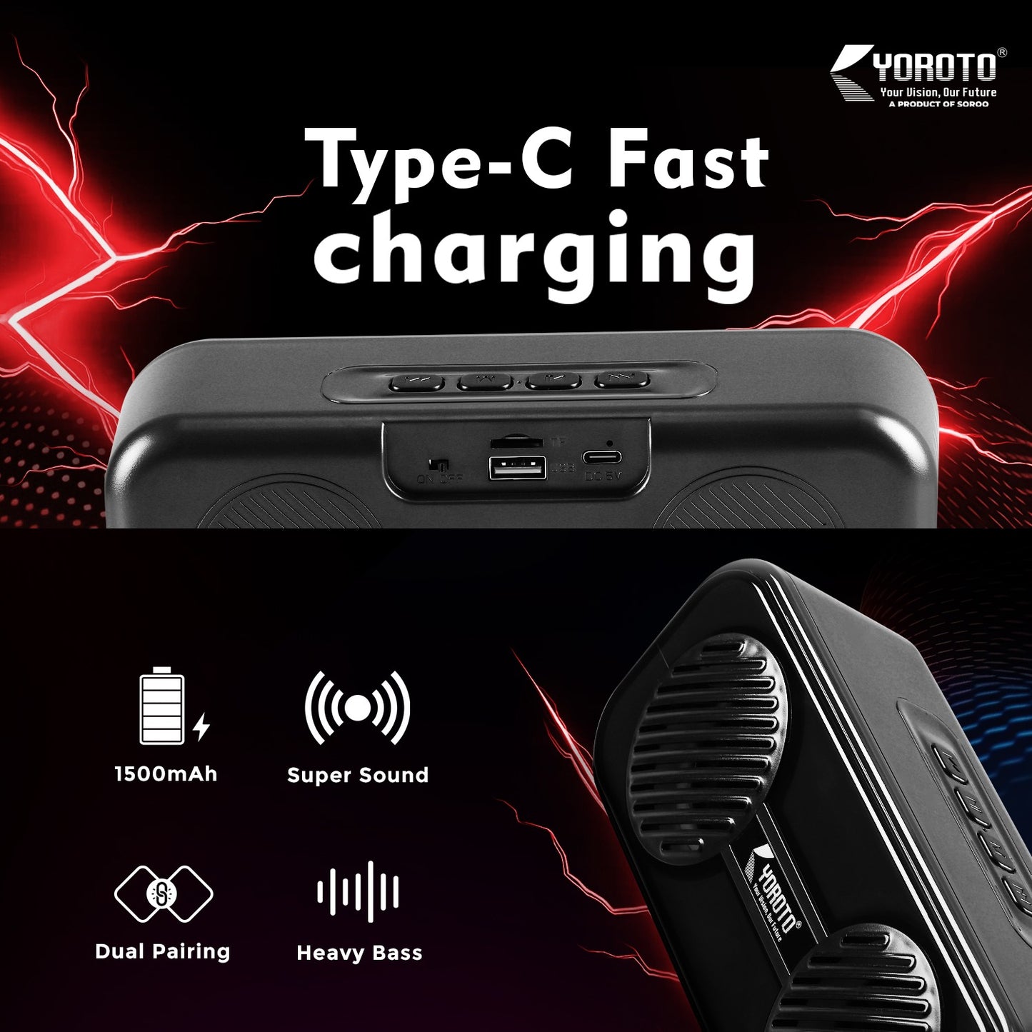 Wireless Bluetooth Speaker 15W with Retro Design & Memory Card Support – Multicolor Cluxe YO-440 BTL