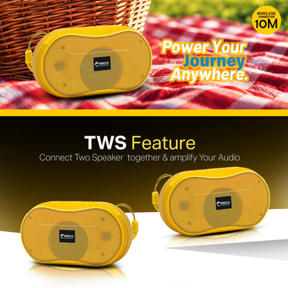 10W Wireless Bluetooth Portable Speaker | Up to 3 Hours Playback, YOROTO Signature Sound & TWS | Yoroto YO-389 – Yellow/Sky Blue/Orange/Grey/Black