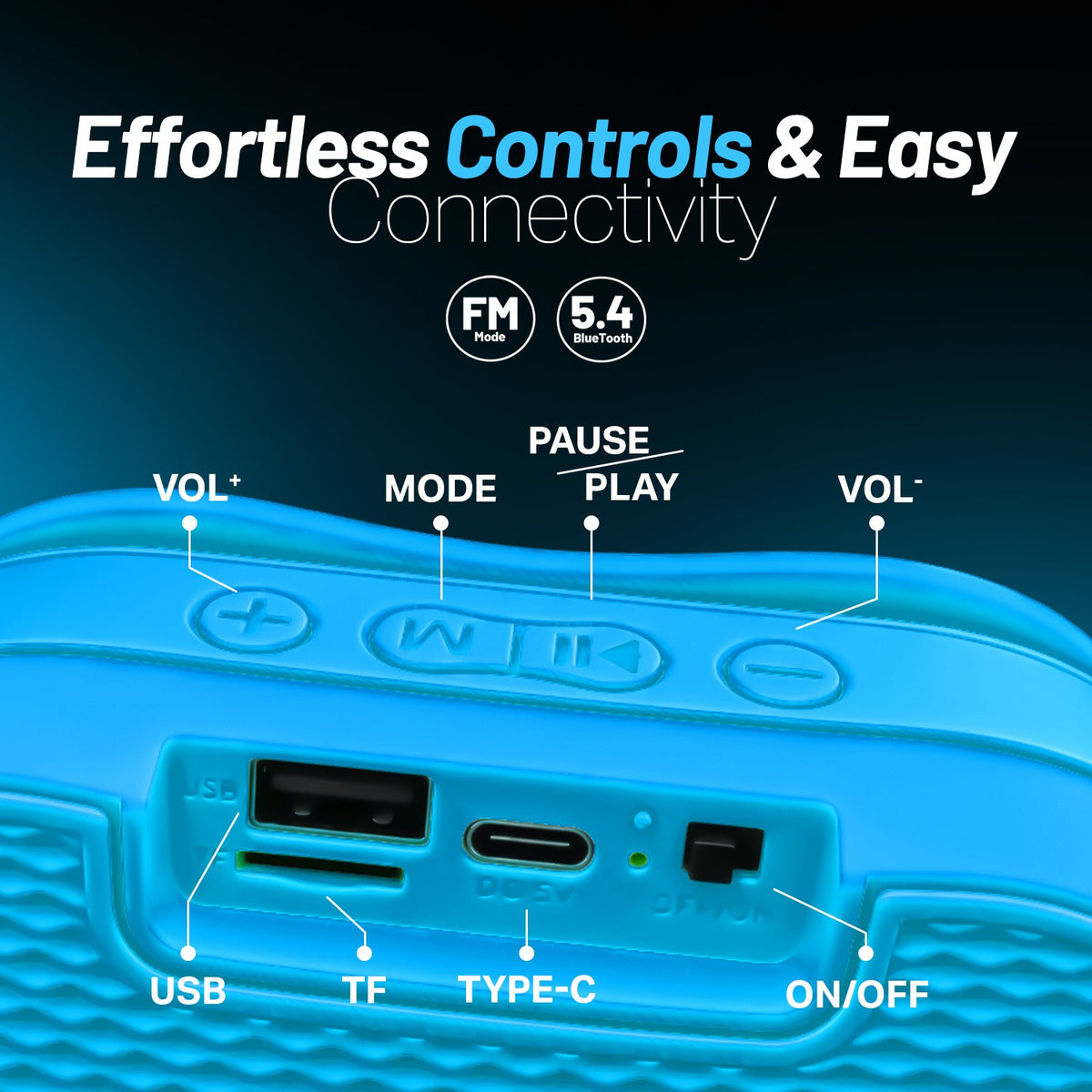 10W Wireless Bluetooth Portable Speaker | Up to 3 Hours Playback, YOROTO Signature Sound & TWS | Yoroto YO-389 – Yellow/Sky Blue/Orange/Grey/Black