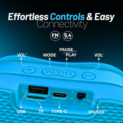 10W Wireless Bluetooth Portable Speaker | Up to 3 Hours Playback, YOROTO Signature Sound & TWS | Yoroto YO-389 – Yellow/Sky Blue/Orange/Grey/Black