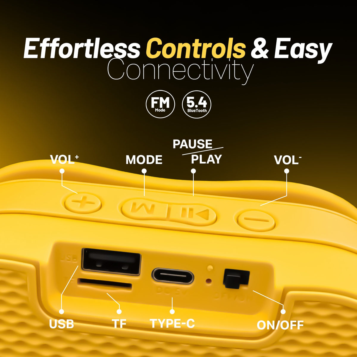 10W Wireless Bluetooth Portable Speaker | Up to 3 Hours Playback, YOROTO Signature Sound & TWS | Yoroto YO-389 – Yellow/Sky Blue/Orange/Grey/Black