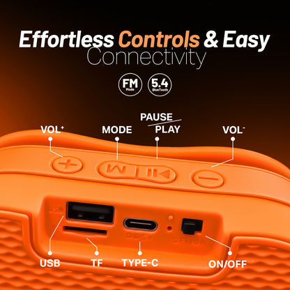 10W Wireless Bluetooth Portable Speaker | Up to 3 Hours Playback, YOROTO Signature Sound & TWS | Yoroto YO-389 – Yellow/Sky Blue/Orange/Grey/Black