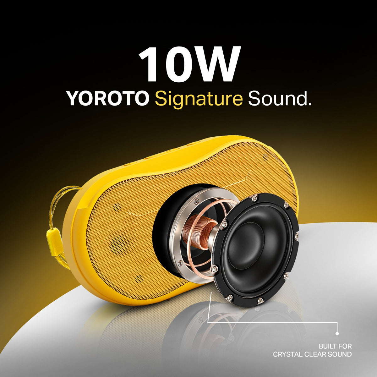 10W Wireless Bluetooth Portable Speaker | Up to 3 Hours Playback, YOROTO Signature Sound & TWS | Yoroto YO-389 – Yellow/Sky Blue/Orange/Grey/Black