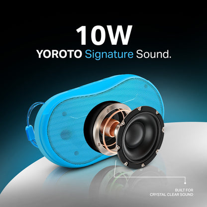 10W Wireless Bluetooth Portable Speaker | Up to 3 Hours Playback, YOROTO Signature Sound & TWS | Yoroto YO-389 – Yellow/Sky Blue/Orange/Grey/Black
