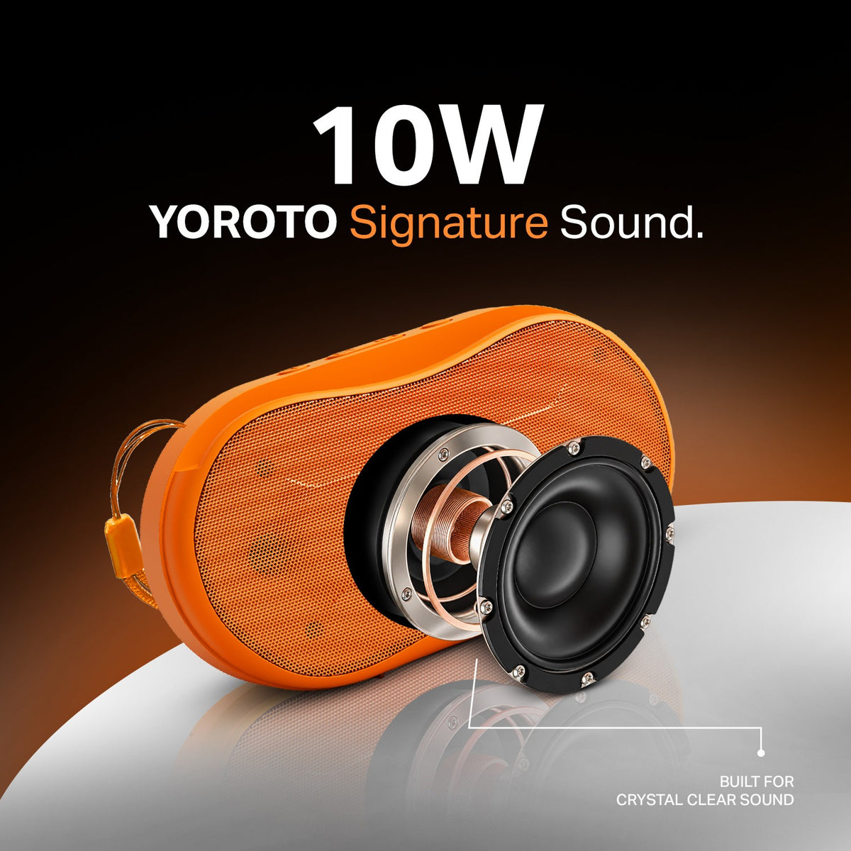 10W Wireless Bluetooth Portable Speaker | Up to 3 Hours Playback, YOROTO Signature Sound & TWS | Yoroto YO-389 – Yellow/Sky Blue/Orange/Grey/Black