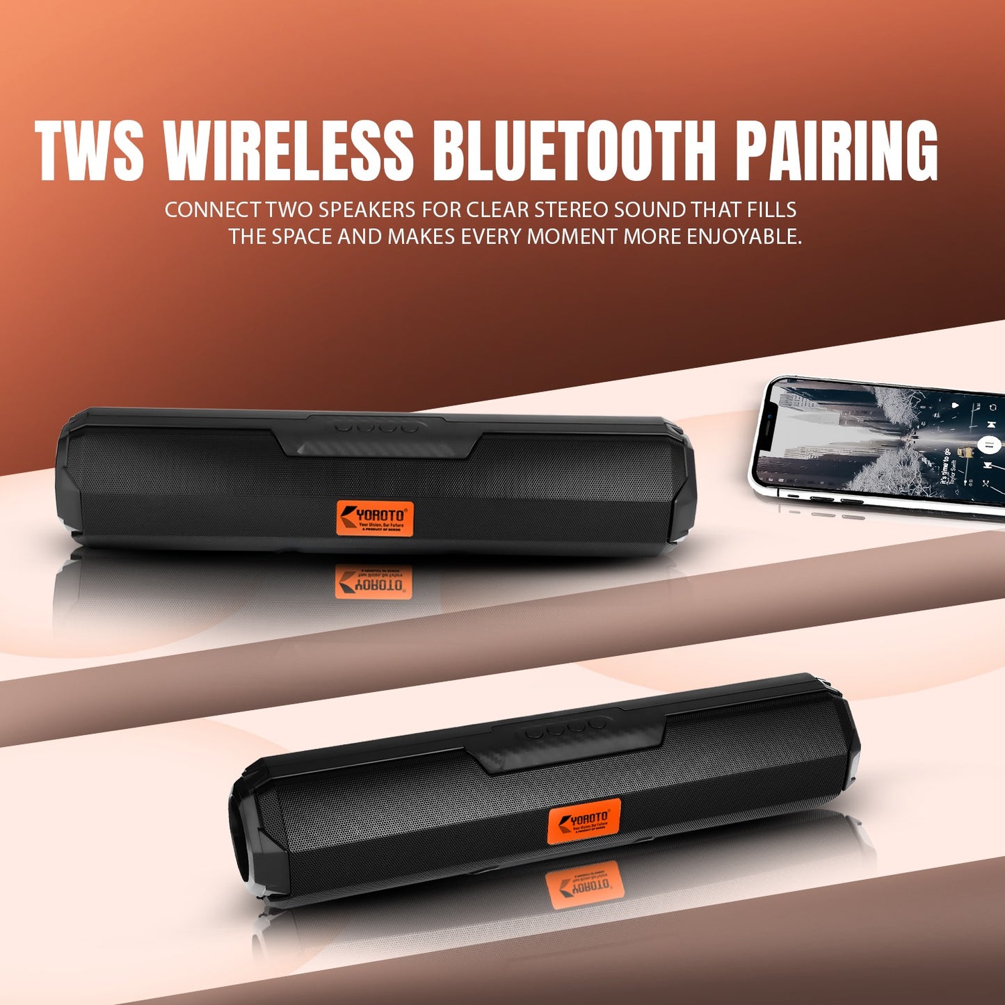 Wireless Bluetooth Speaker 20W 6H Playback TWS Pairing All-In-One Connectivity YOROTO SP-43