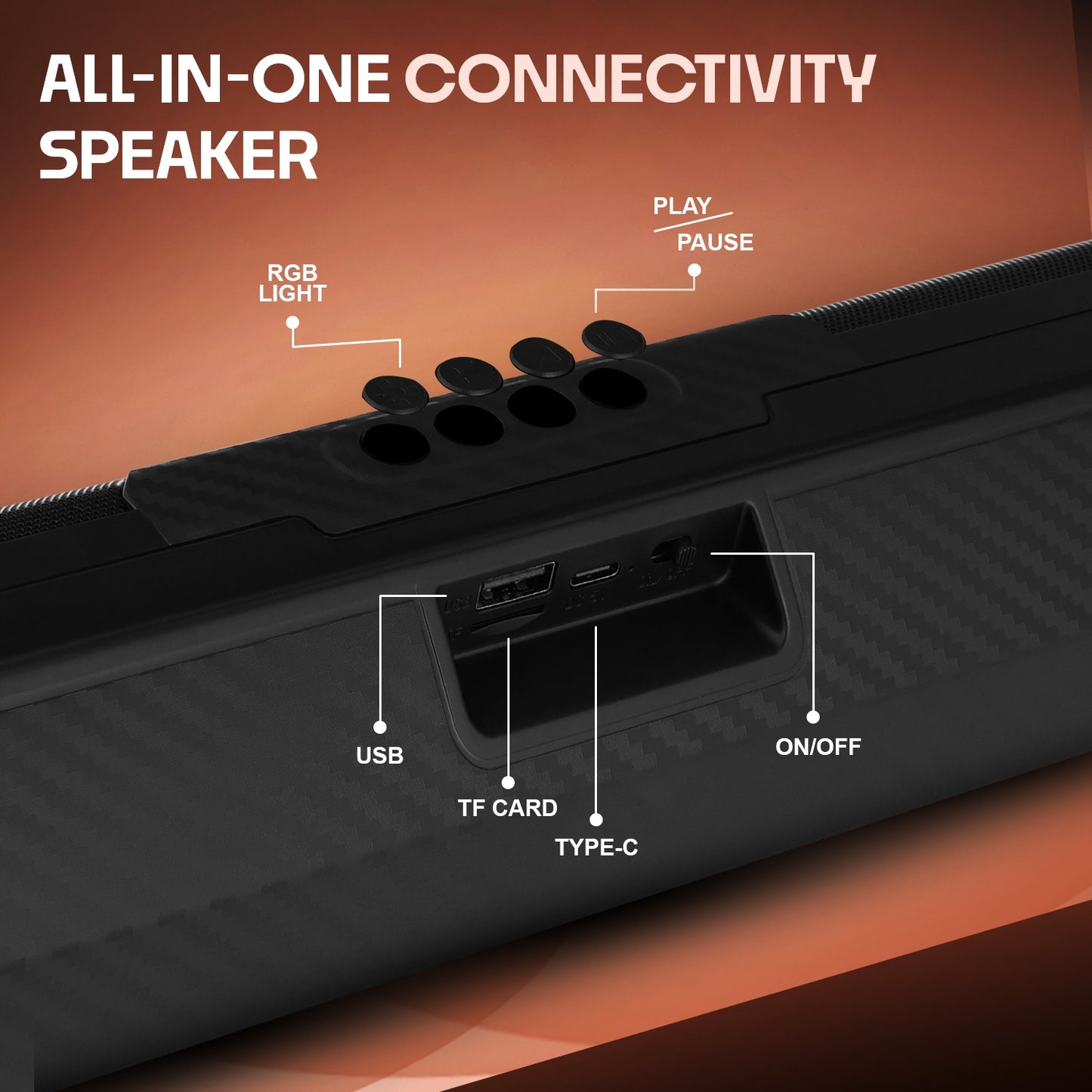 Wireless Bluetooth Speaker 20W 6H Playback TWS Pairing All-In-One Connectivity YOROTO SP-43